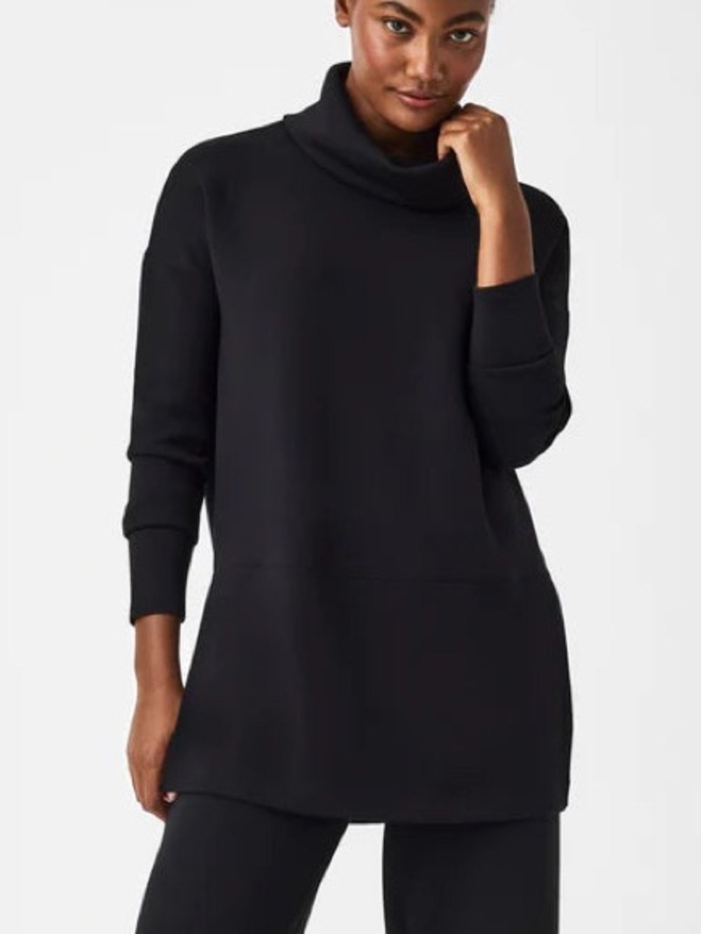 Spanx NWT Air Essentials Black Turtleneck Tunic Top